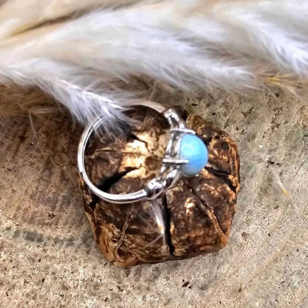 Nature Larimar Stone Adjustable Ring - image 5